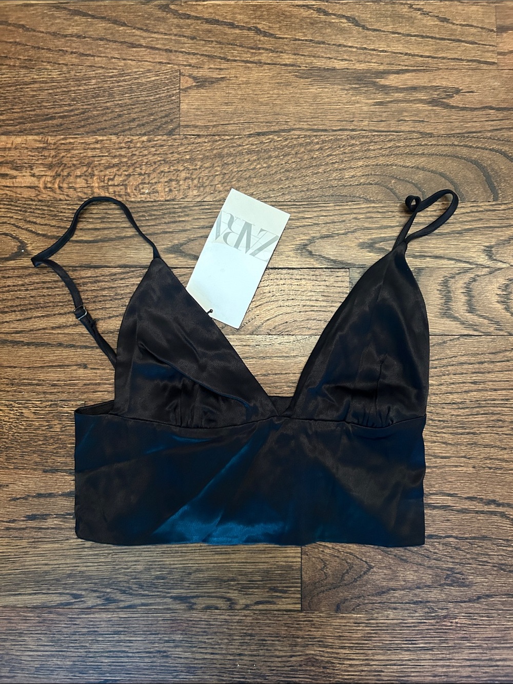 ZARA Black Satin Bandeau Bralette